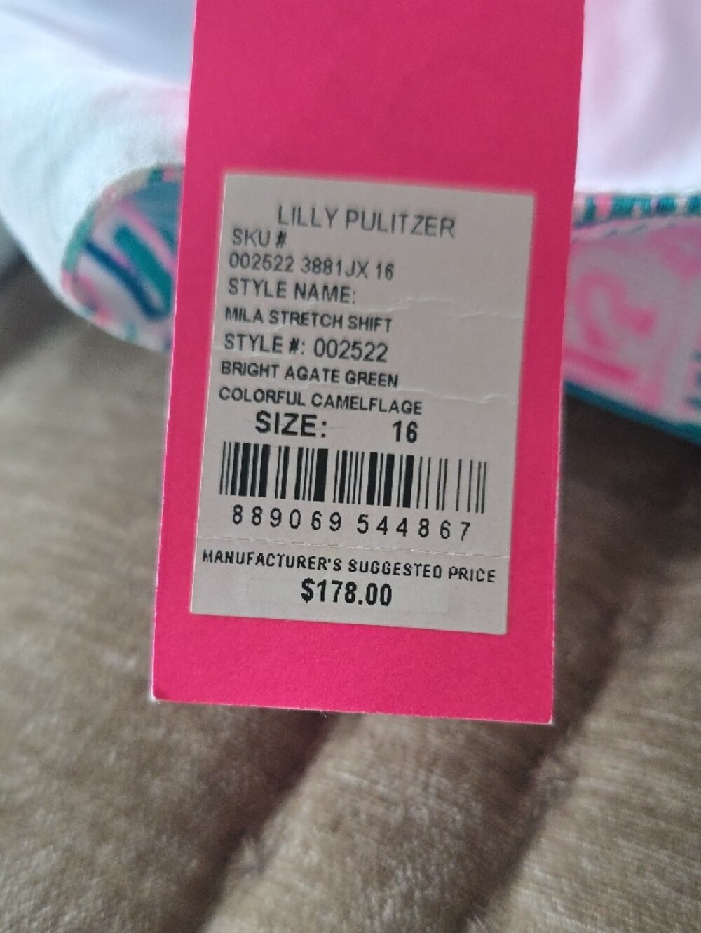 Lilly Pulitzer Mila Stretch Shift Dress Colorful Camelflage Size 16 NWT - Picture 7 of 7